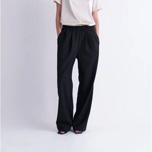 ZINŌ Nino Black Wool Blend Elastic Waist Trouser $381 EUC S